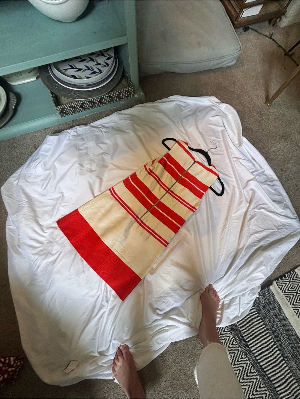 Alice + Olivia White Dress with Red & Pink Stripes - Picture 4 of 4